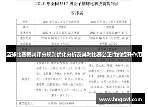 篮球比赛裁判评分规则优化分析及其对比赛公正性的提升作用